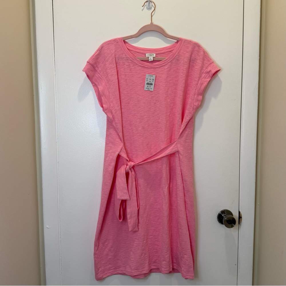 NWT J.Crew Tie-Waist T-Shirt Dress - Soft Pink - Size XL
